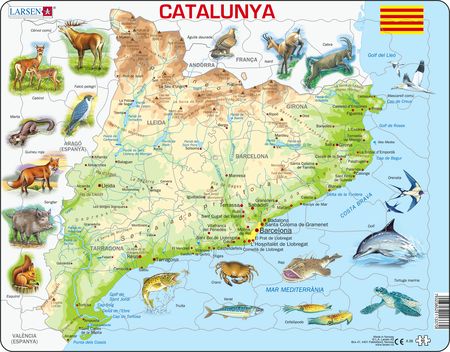 A28 - Catalonia Fysisk kart med Dyr