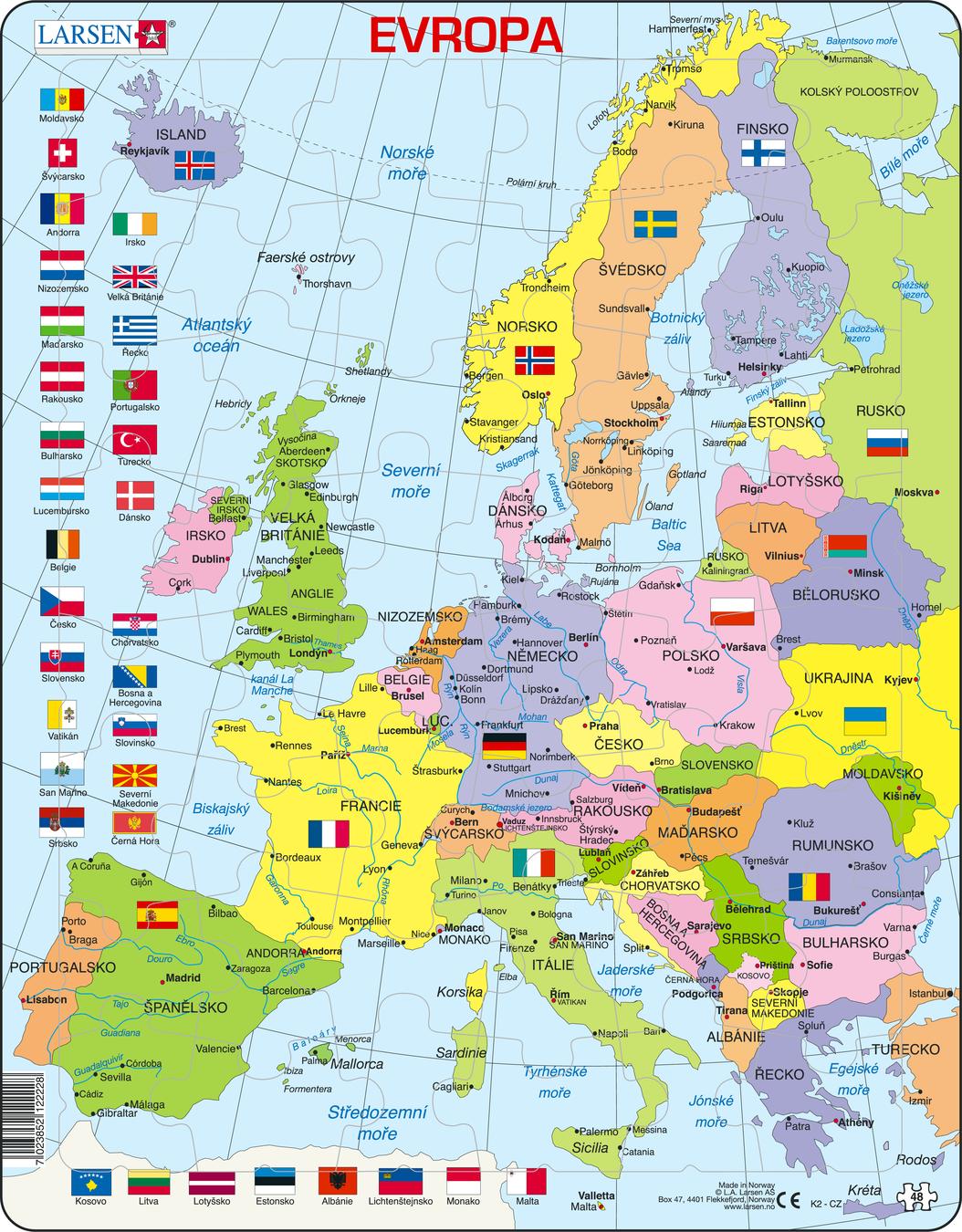 K2 Europe Political Map Maps Of The World And Regions Puzzles Larsen Puzzles 2473