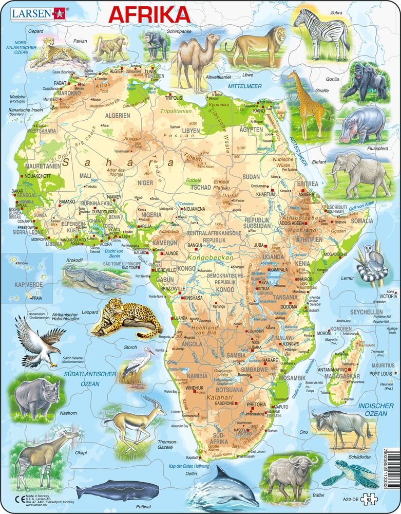 A22 - Africa Topographic Map (German) A22 - Africa Topographic Map (German)