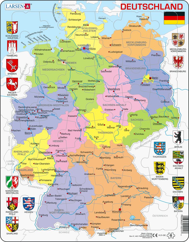 K21 - Germany Political Map :: Maps of countries :: Puzzles :: Larsen ...