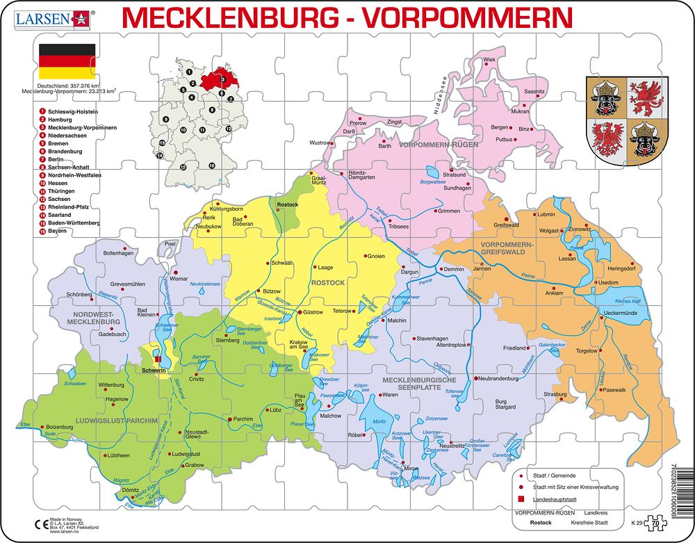 K29 - Mecklenburg-Vorpommern Political :: Other maps :: Puzzles