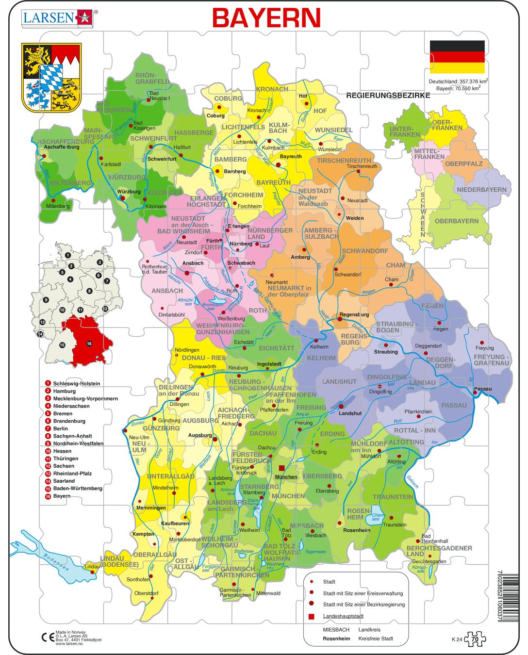 K24 Freistaat Bayern Political Other Maps Puzzles Larsen Puzzles 0373