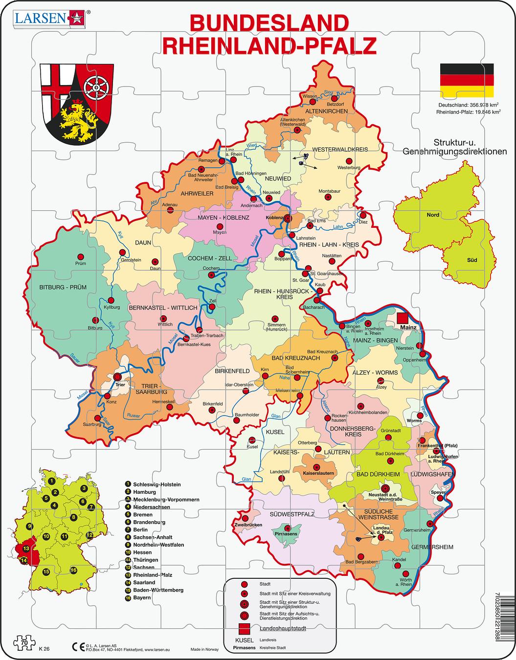K26 - Rheinland-Pfalz Political :: Other maps :: Puzzles :: Larsen Puzzles
