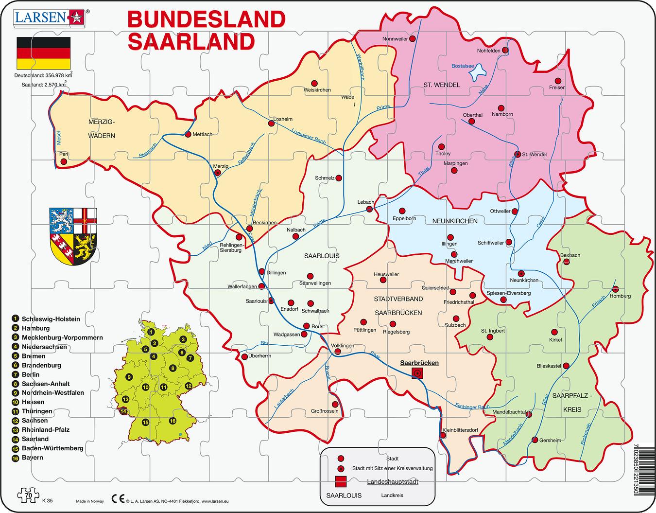 K35 - Saarland Political :: Other maps :: Puzzles :: Larsen Puzzles