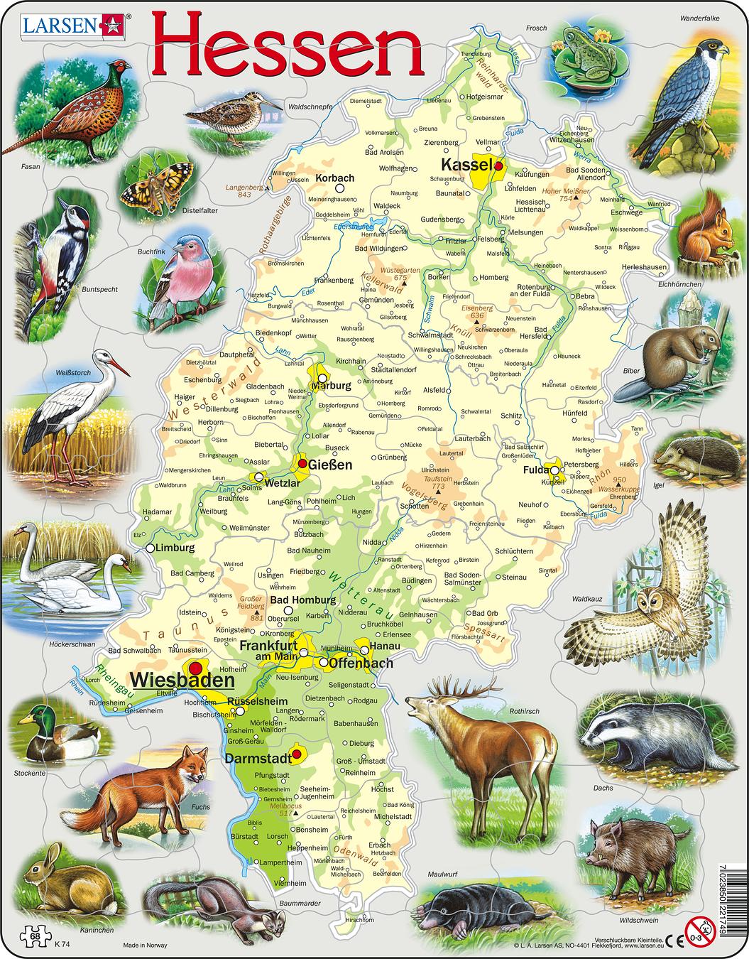 K74 - Hessen Physical with Animals :: Other maps :: Puzzles :: Larsen ...