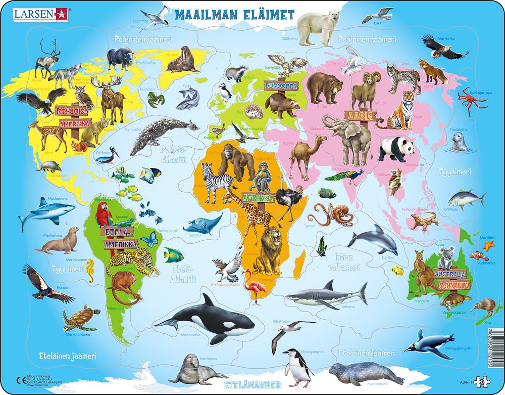 A34 - Animals of the World :: Maps of the world and regions :: Puzzles ...