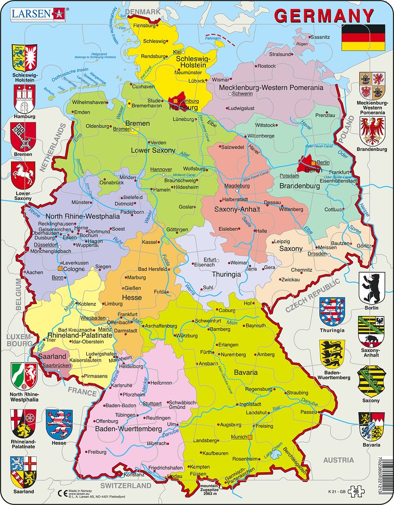 K21 - Germany Political :: Maps of countries :: Puzzles :: Larsen Puzzles