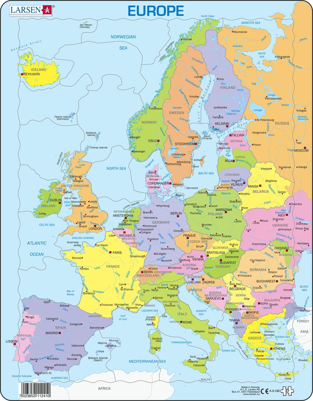 A8 - Europe Political Map For Younger Children :: Maps Of The World And 