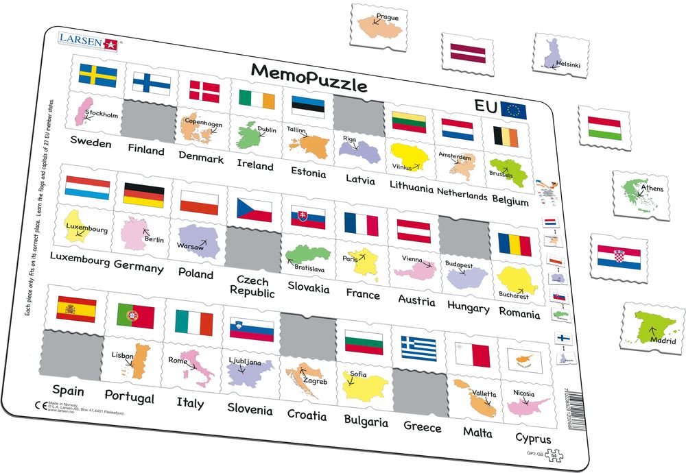 Flags and capital cities of Europe Poster and free flag game