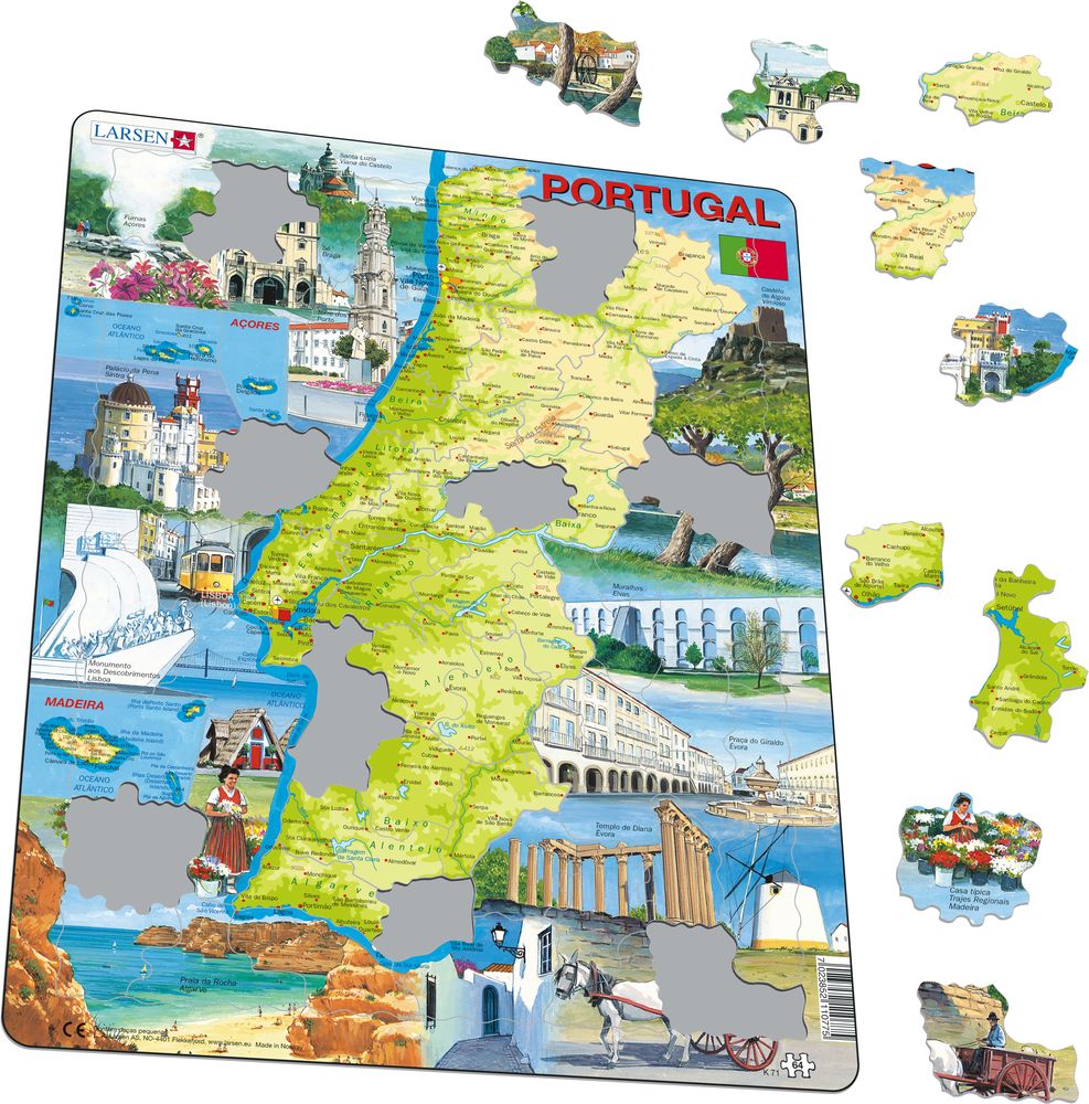 Large tourist map of Portugal, Portugal, Europe, Mapsland