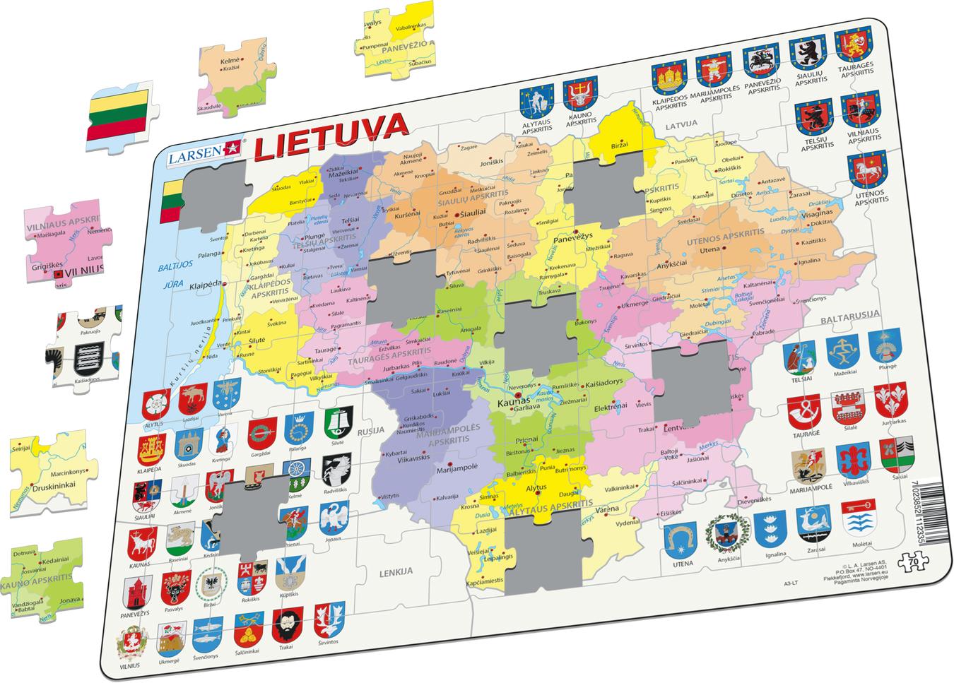 A3 - Lithuania Political :: Maps of countries :: Puzzles :: Larsen Puzzles