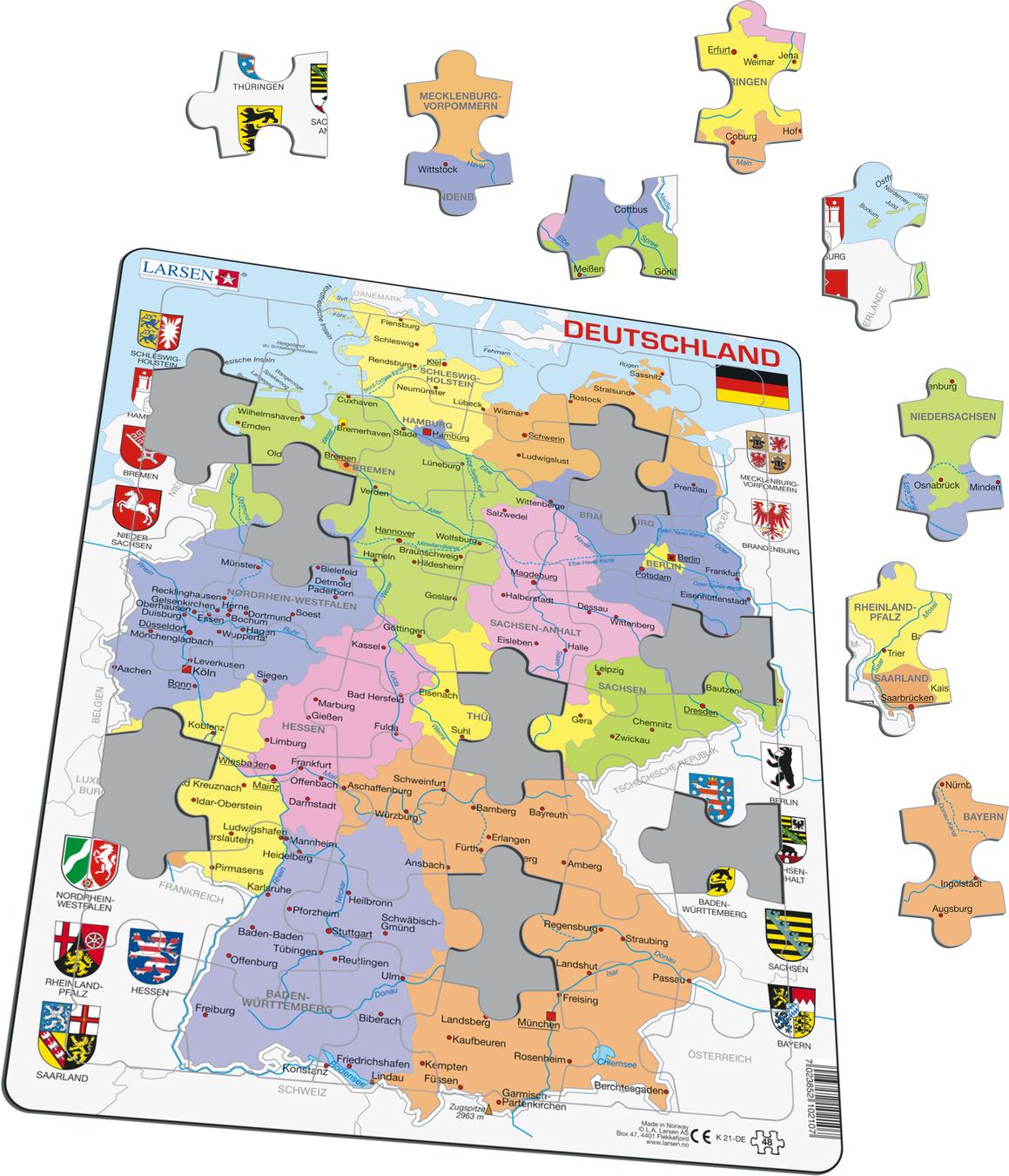 A6 Denmark Political Map Maps Of Countries Puzzles La 7561