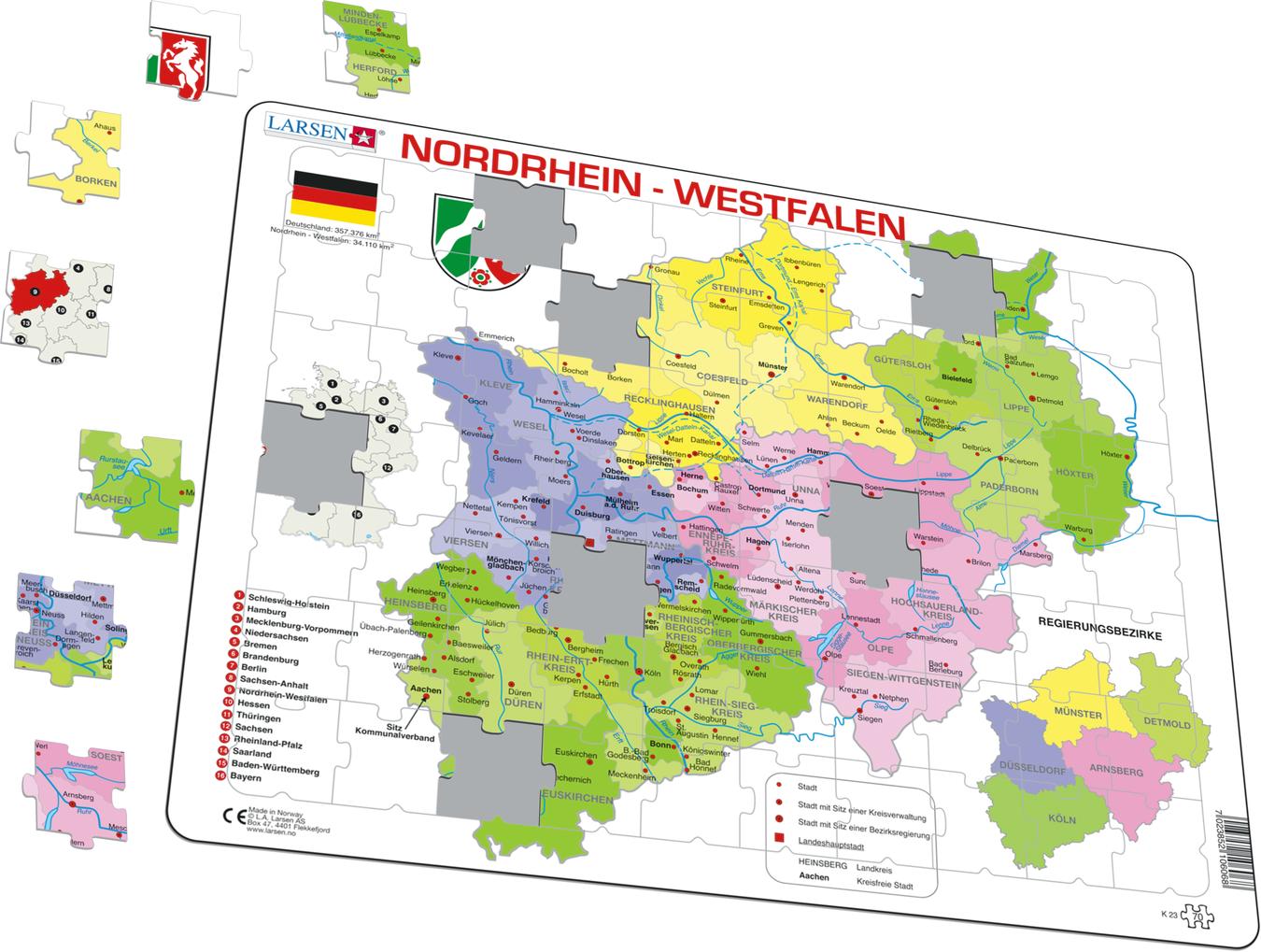 K23 Nordrhein Westfalen Political Other Maps Puzzles Larsen Puzzles 5972