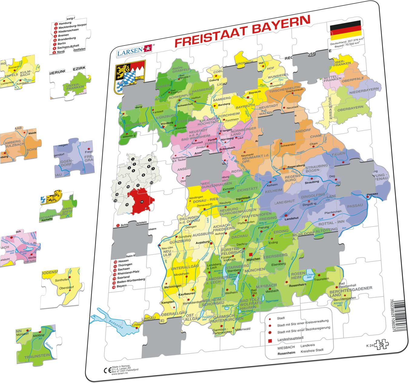 K24 Freistaat Bayern Political Other Maps Puzzles Larsen Puzzles 9749