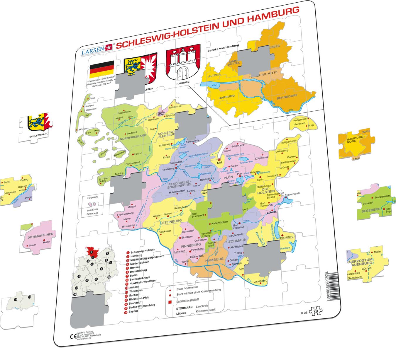 K28 Hamburg And Schleswig Holstein Other Maps Puzzles Larsen Puzzles 7181