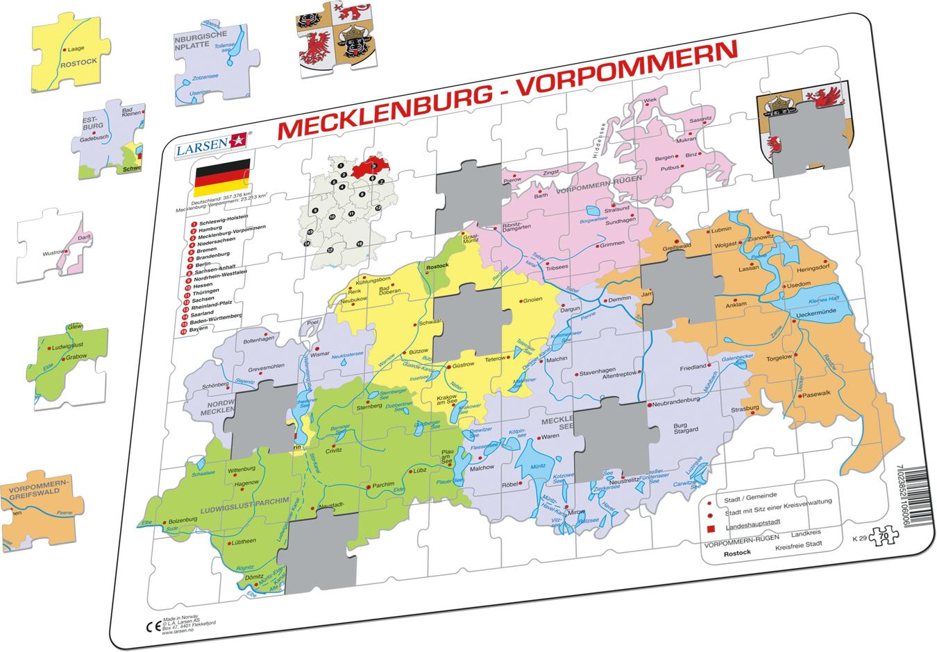 K29 Mecklenburg Vorpommern Political Other Maps Puzzles Larsen Puzzles 3693