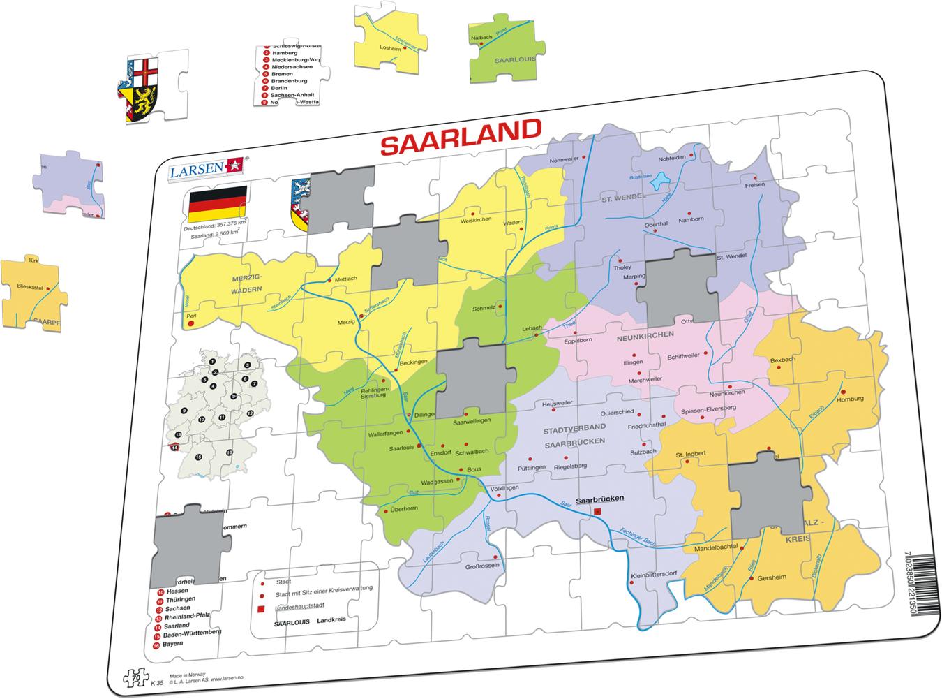 K35 Saarland Political Other Maps Puzzles Larsen Puzzles 8135