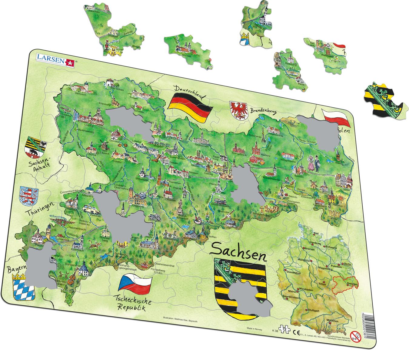 K38 Sachsen Other Maps Puzzles Larsen Puzzles 9573