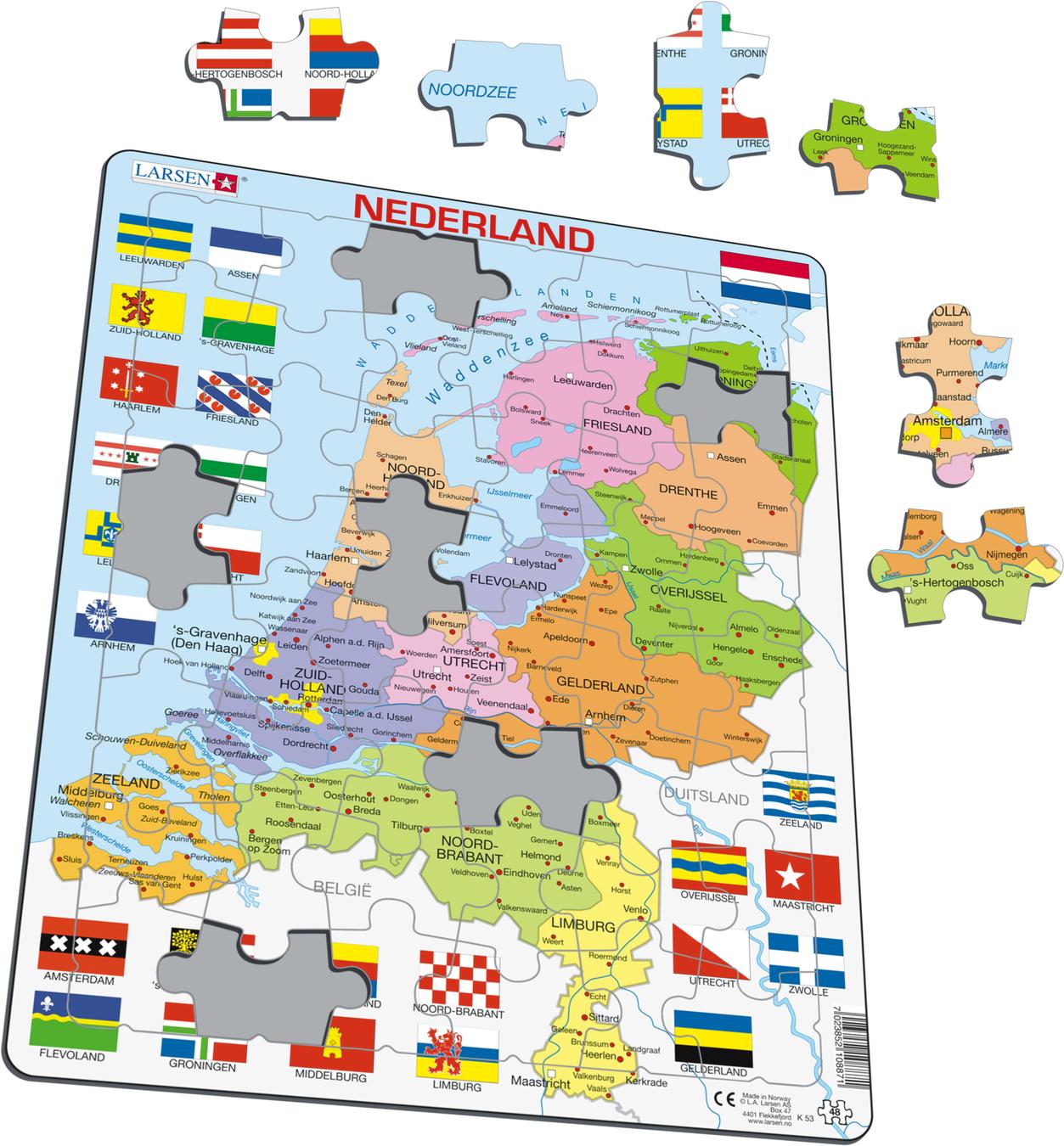 K53 Netherlands Political Map Maps Of Countries Puzzles Larsen Puzzles 3143