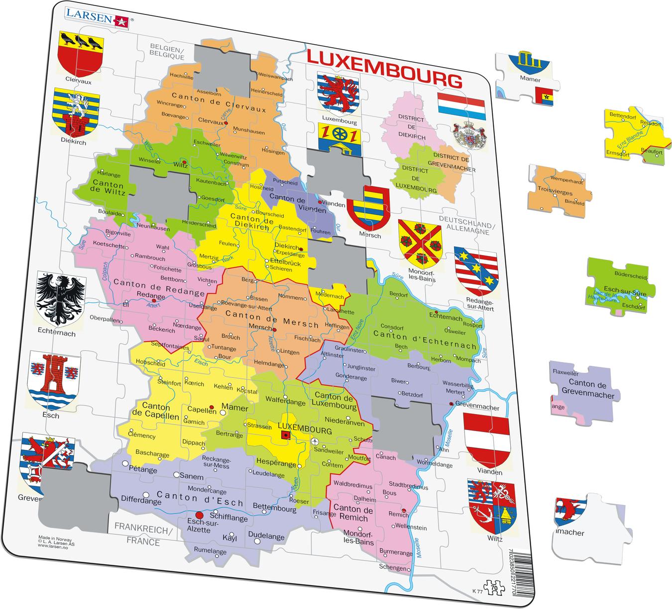 K77 Luxembourg Political Map Maps Of Countries Puzzles Larsen Puzzles 2322