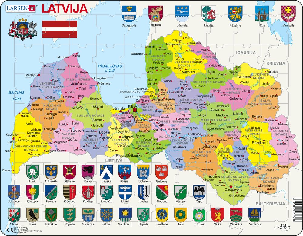 A10 Latvia Political Map Maps Of Countries Puzzles Larsen   A10 LE.latvian.1000 