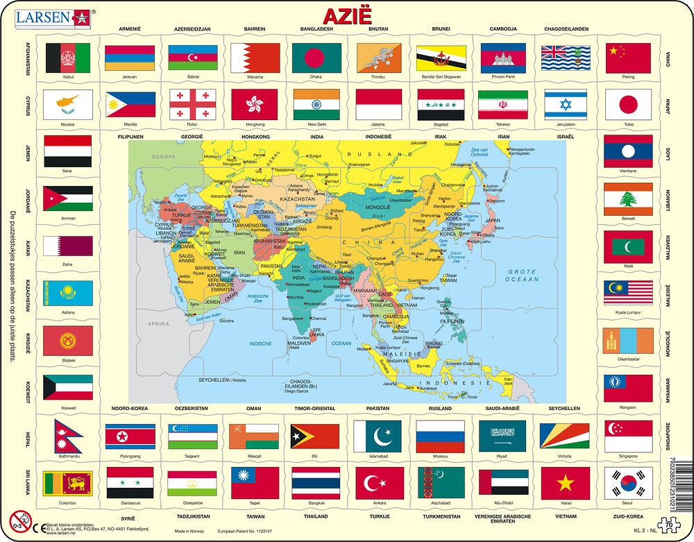 Карта евразии со странами и флагами