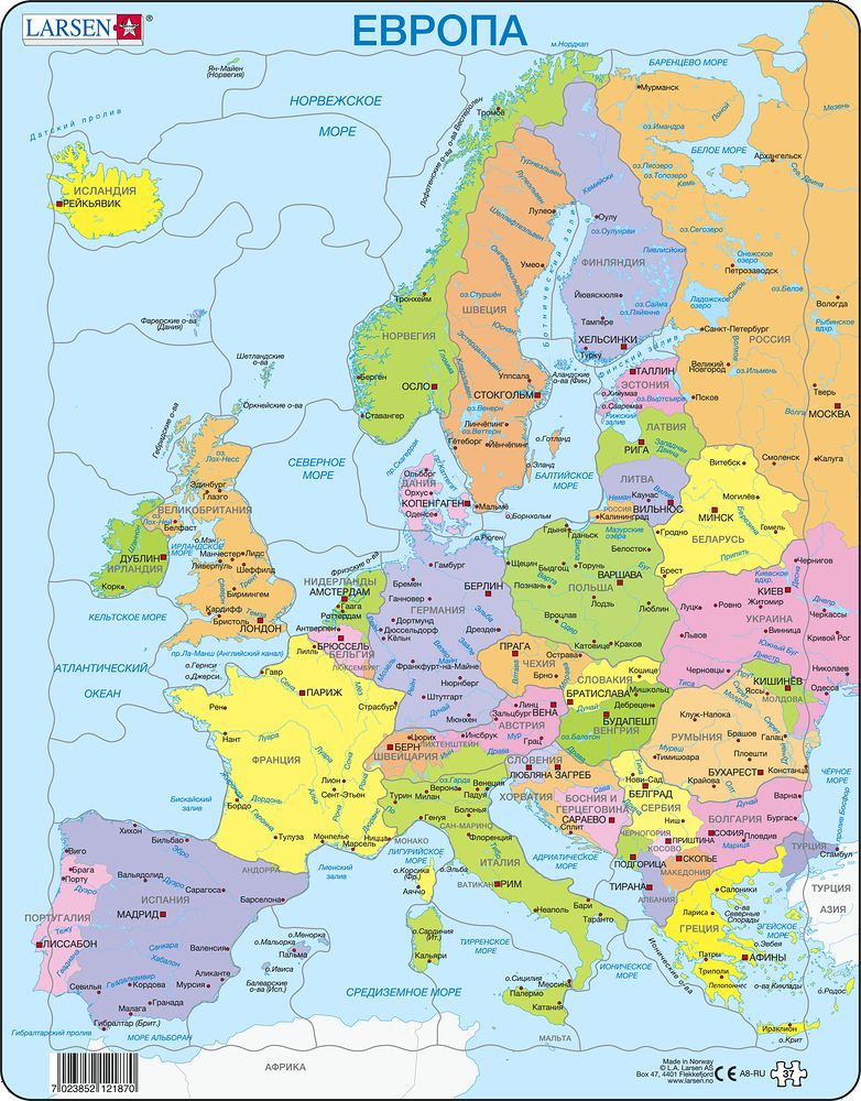 A8 - Europe Political Map for Younger Children :: Maps of the world and ...