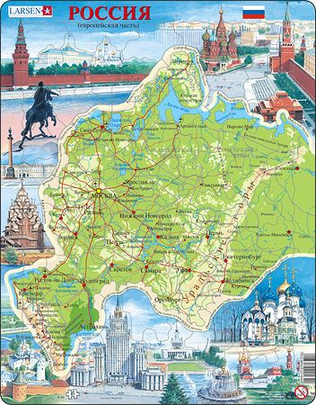 Puzzle Carte - Carte des Etats-Unis (en Russe) Larsen-K12-RU 48