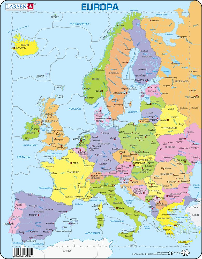 A8 - Europe Political Map for Younger Children :: Maps of the world and ...