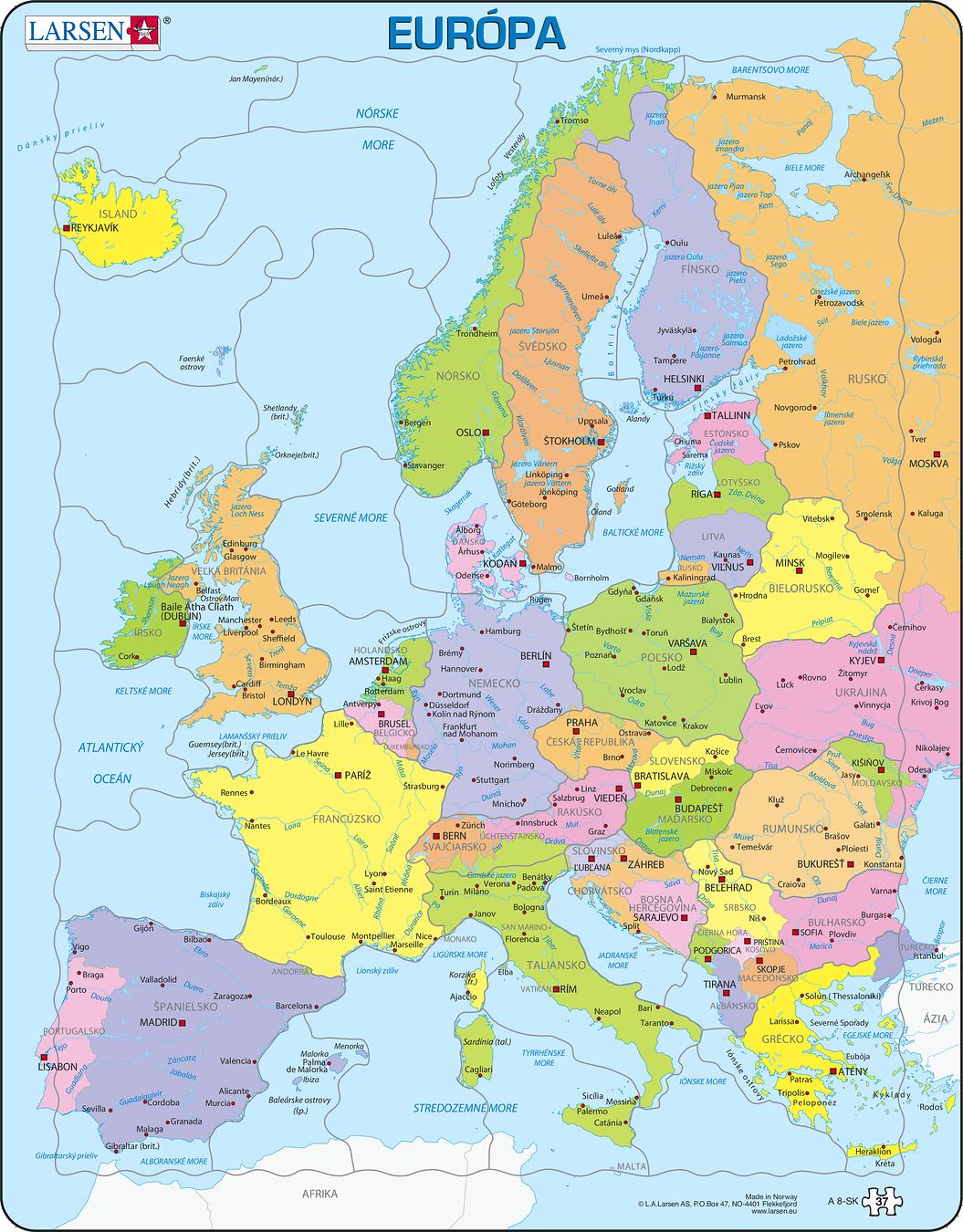 A8 - Europe Political Map for Younger Children :: Maps of the world and ...