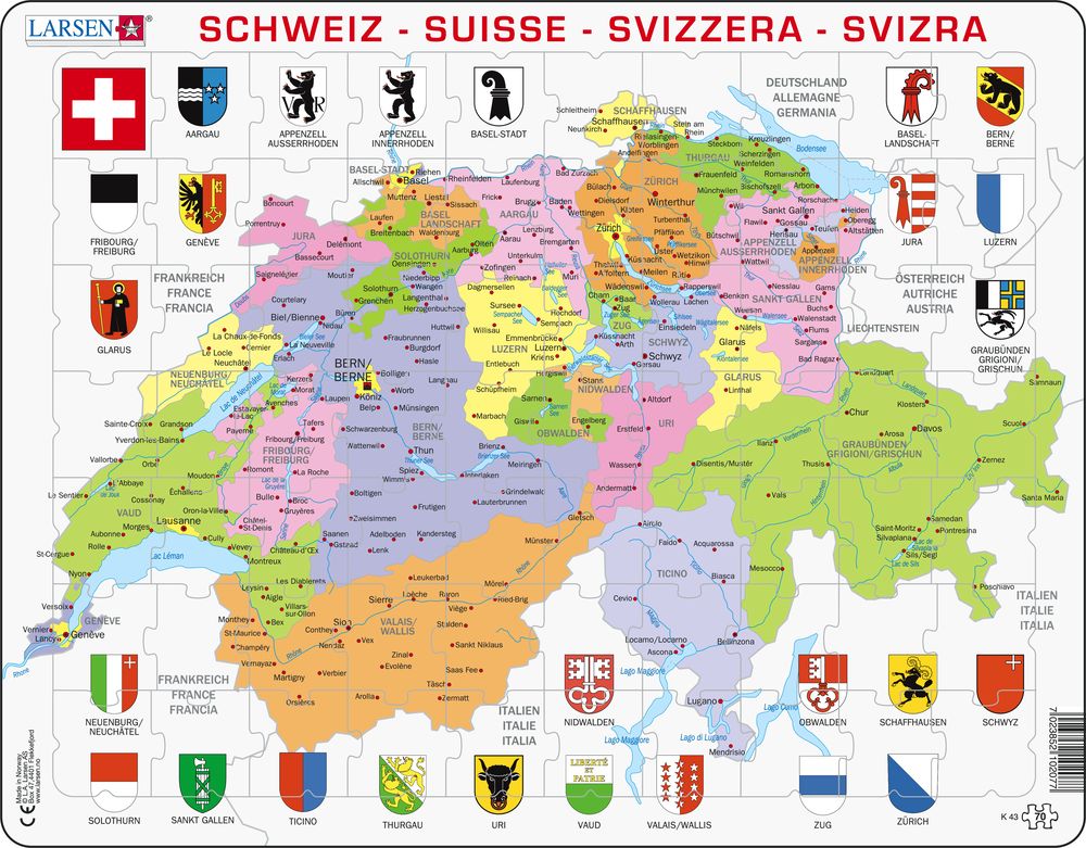 K43 - Switzerland Political Map :: Maps of countries :: Puzzles ...