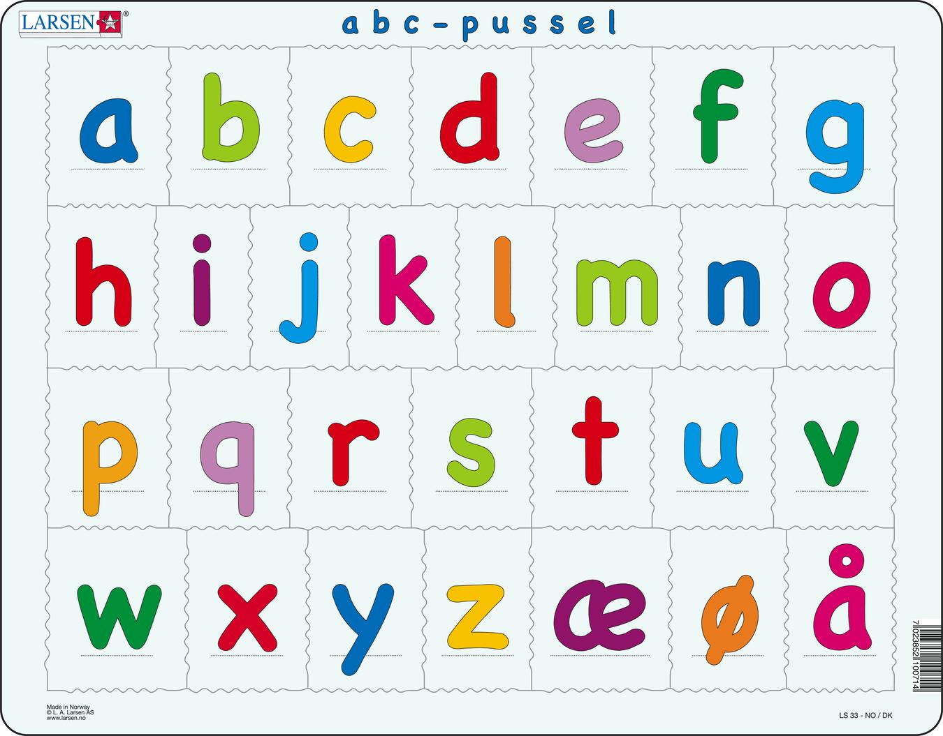 LS33 - The Alphabet, lower cases :: Reading :: Puzzles :: Larsen Puzzles