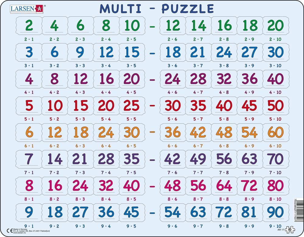 AR17 - Math Puzzle: Multiplication (2 to 9) (Neutral) AR17 - Math Puzzle: Multiplication (2 to 9) (Neutral)